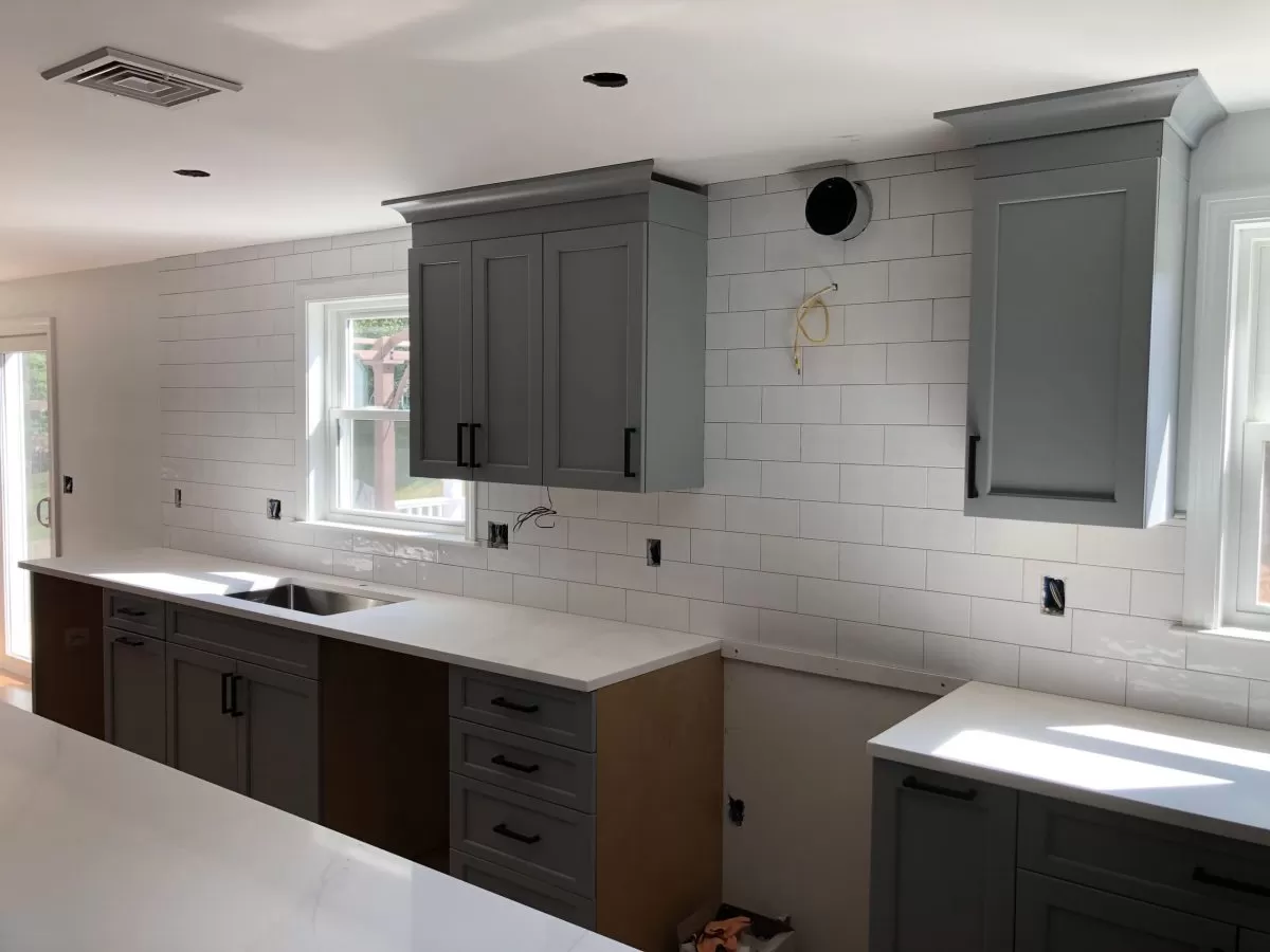 Kitchen tile backsplash installation